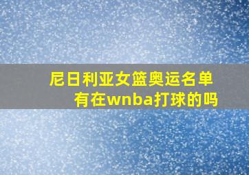 尼日利亚女篮奥运名单有在wnba打球的吗