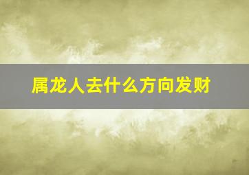 属龙人去什么方向发财