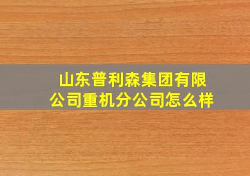 山东普利森集团有限公司重机分公司怎么样