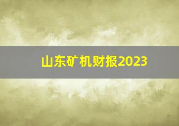 山东矿机财报2023