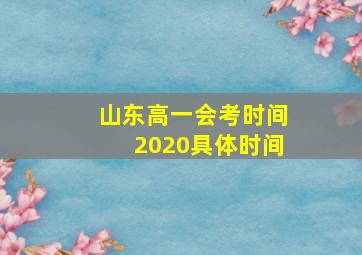 山东高一会考时间2020具体时间