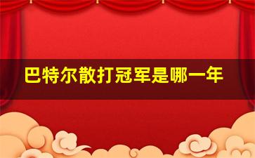 巴特尔散打冠军是哪一年