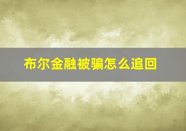 布尔金融被骗怎么追回