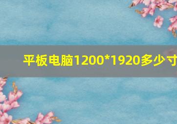 平板电脑1200*1920多少寸