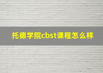 托德学院cbst课程怎么样