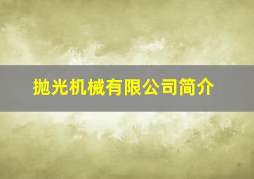 抛光机械有限公司简介