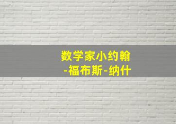 数学家小约翰-福布斯-纳什