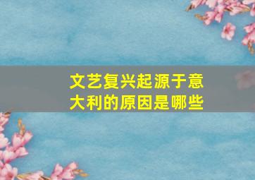 文艺复兴起源于意大利的原因是哪些