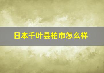 日本千叶县柏市怎么样