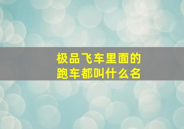 极品飞车里面的跑车都叫什么名