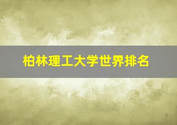 柏林理工大学世界排名