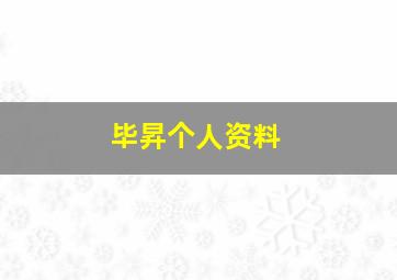 毕昇个人资料