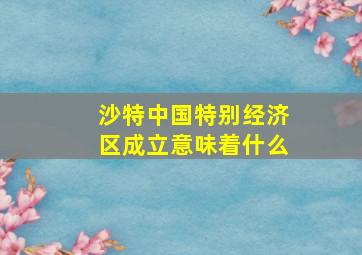 沙特中国特别经济区成立意味着什么