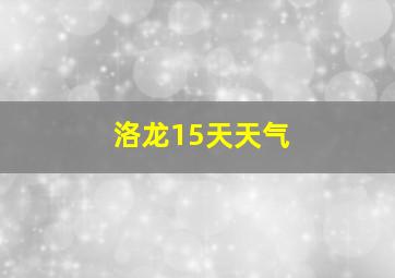 洛龙15天天气