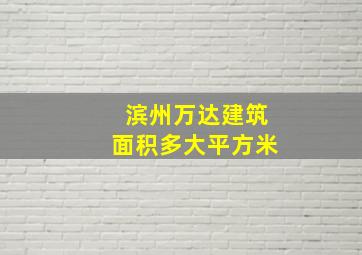 滨州万达建筑面积多大平方米