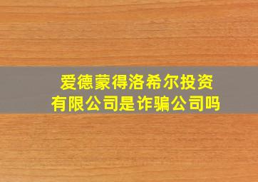 爱德蒙得洛希尔投资有限公司是诈骗公司吗