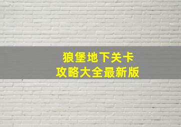 狼堡地下关卡攻略大全最新版