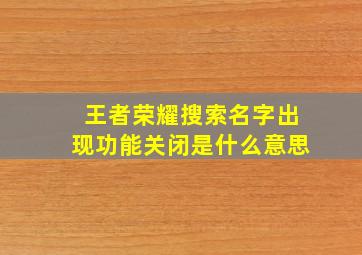 王者荣耀搜索名字出现功能关闭是什么意思