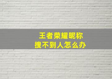 王者荣耀昵称搜不到人怎么办