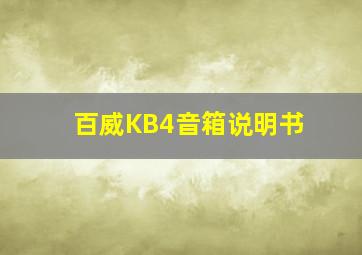 百威KB4音箱说明书