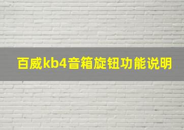 百威kb4音箱旋钮功能说明