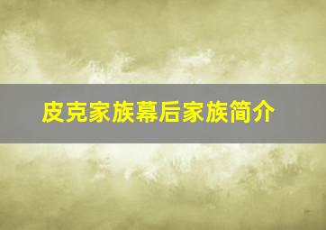 皮克家族幕后家族简介