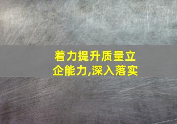 着力提升质量立企能力,深入落实