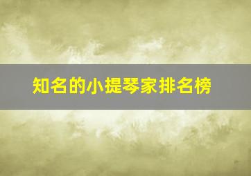 知名的小提琴家排名榜