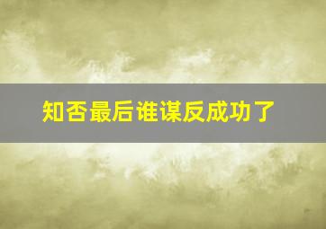 知否最后谁谋反成功了