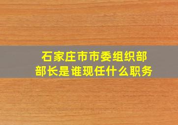 石家庄市市委组织部部长是谁现任什么职务