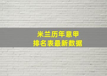 米兰历年意甲排名表最新数据