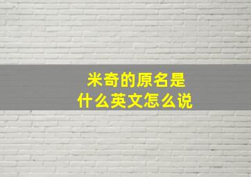 米奇的原名是什么英文怎么说