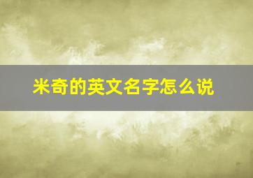 米奇的英文名字怎么说