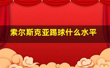 索尔斯克亚踢球什么水平