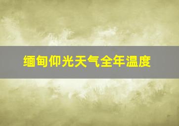 缅甸仰光天气全年温度