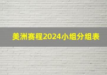 美洲赛程2024小组分组表