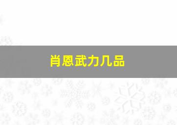 肖恩武力几品