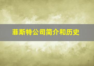 菲斯特公司简介和历史