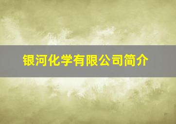 银河化学有限公司简介