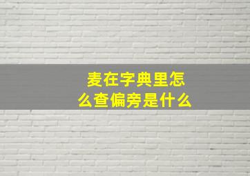 麦在字典里怎么查偏旁是什么