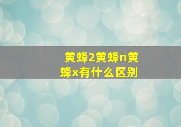 黄蜂2黄蜂n黄蜂x有什么区别